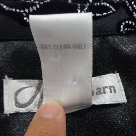 Dressbarn Women's Silk Blingy Shirt Black,‎ Silver, Lace and  Velvet Top Size L - Picture 8 of 8